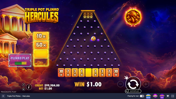 Triple Pot Plinko - Hercules Slot - 2 - BitStarz Casino