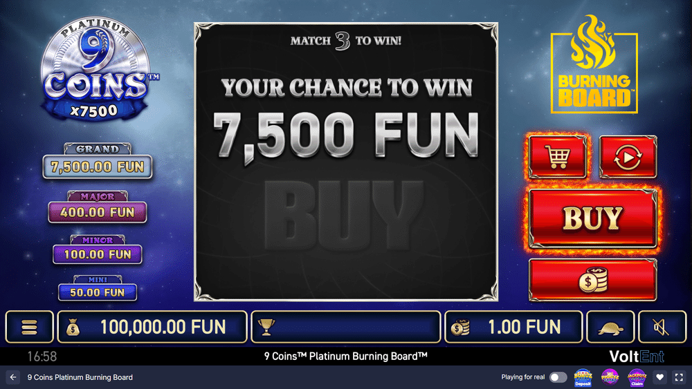 9 Coins Platinum Burning Board Slot - 1 - BitStarz Casino
