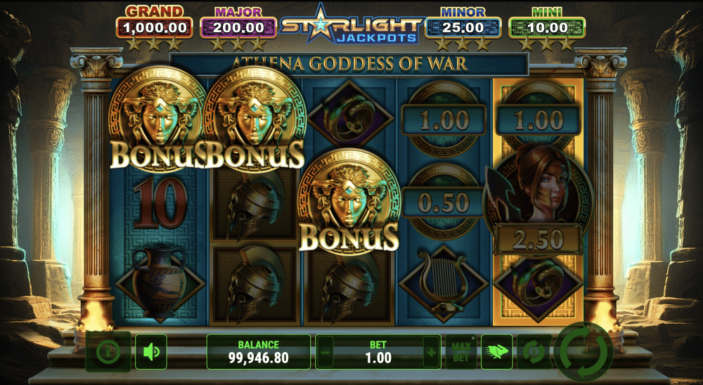 Starlight Jackpots Athena Goddess of War Slot - 1 - BitStarz Casino