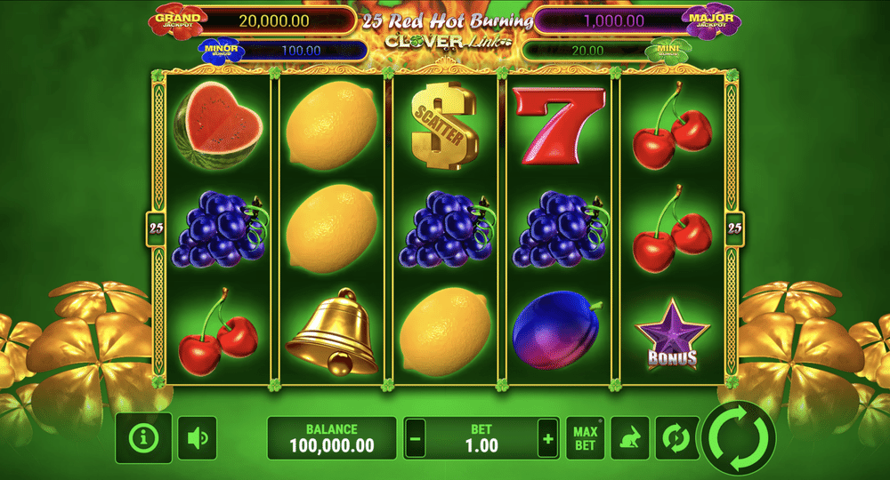 25 Red Hot Burning Clover Link Slot - 1 - BitStarz Casino