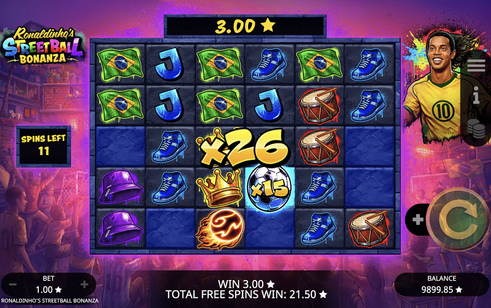 Ronaldinho’s Streetball Bonanza Slot - 3 - BitStarz Casino