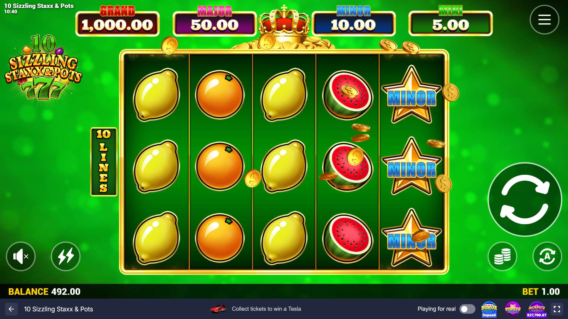 10 Sizzling Staxx & Pots Slot - 1 - BitStarz Casino