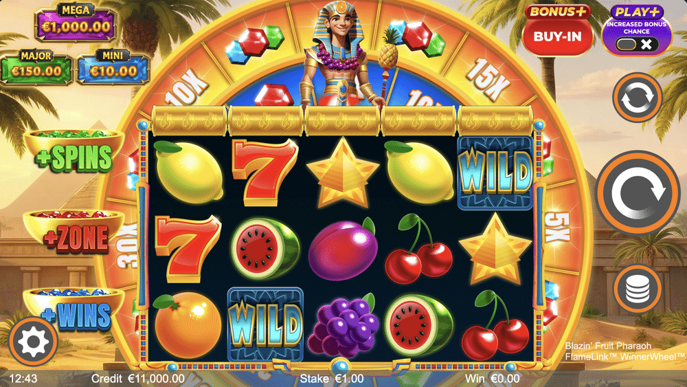 Blazin' Fruit Pharaoh FlameLink Winner Wheel Slot - 1 - BitStarz Casino