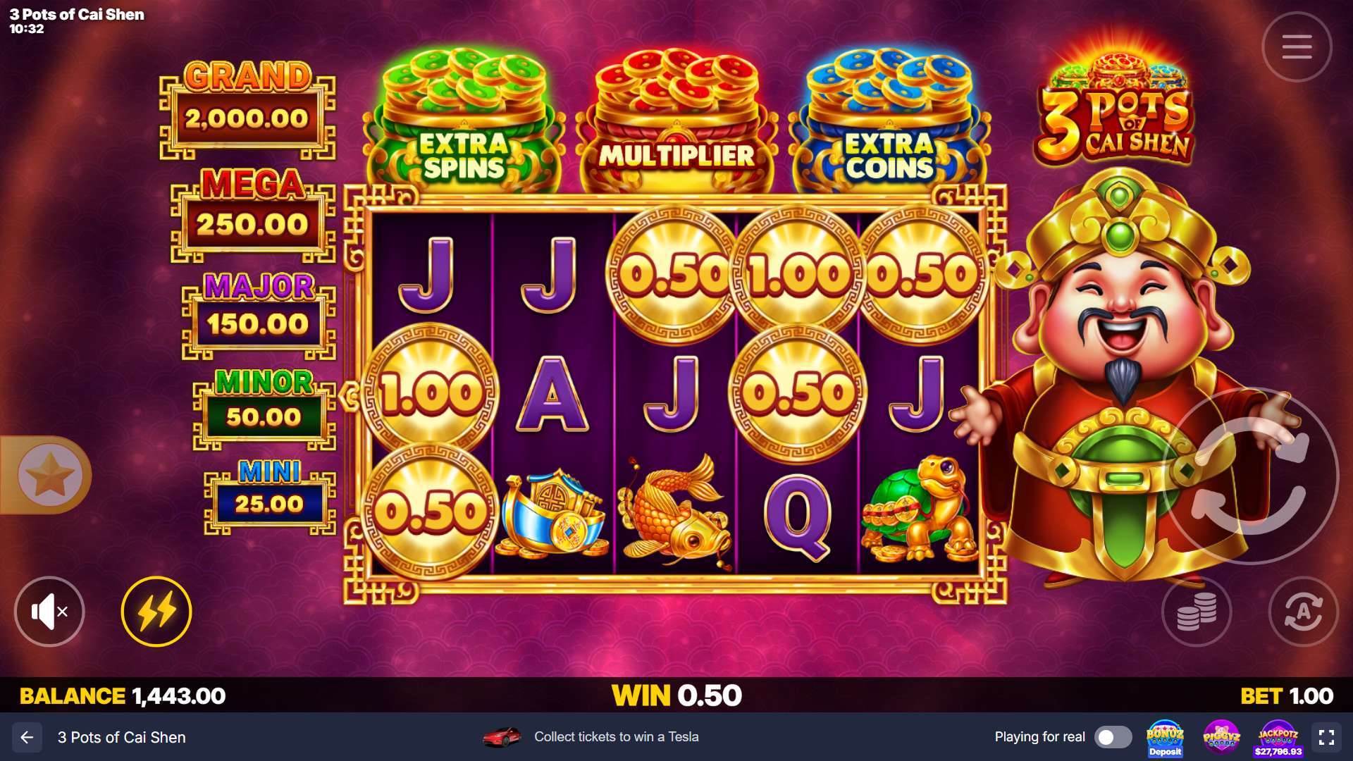 3 Pots of Cai Shen Slot - 2 - BitStarz Casino