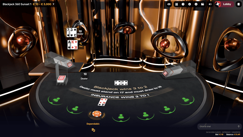 Blackjack 360 Sunset - 2 - BitStarz Casino